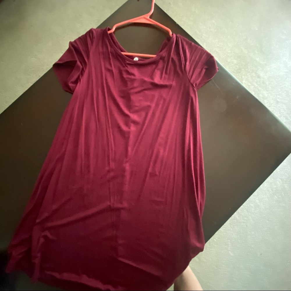 Red wine colored T-shirt Dress